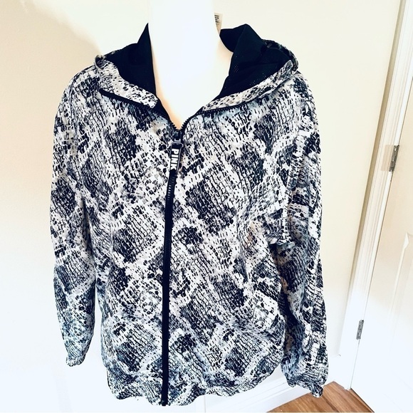 Victoria's Secret Pink Black/White Full Zip Hoodie Windbreaker Jacket Women's XS - Picture 4 of 11